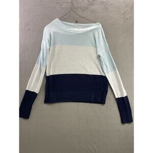 Club Monaco Women's Sweater Extra Small Multicolor Striped Blue White